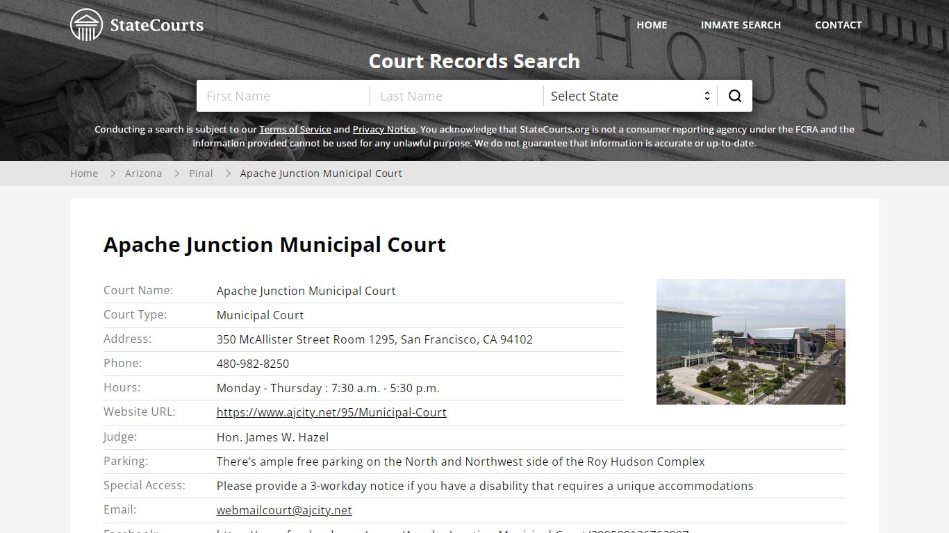 Apache Junction Municipal Court, Pinal County, AZ - StateCourts